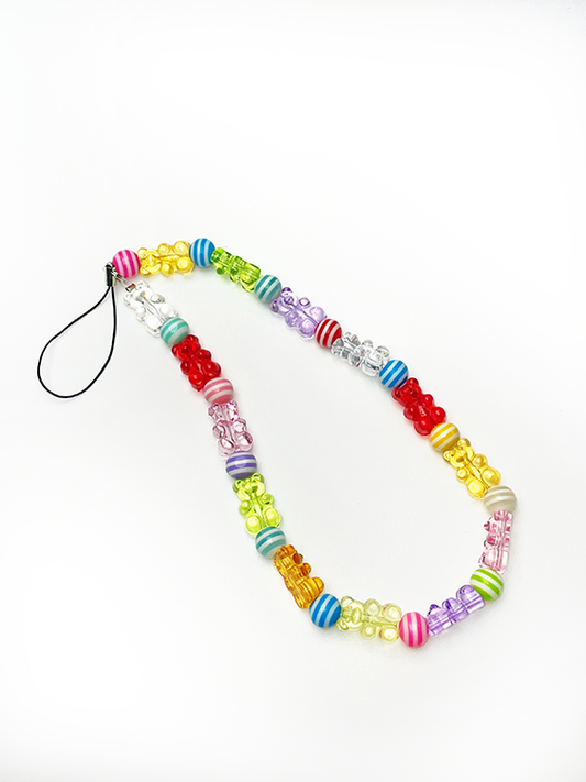 Colorful Gummy Bear and Beads Phone Charm