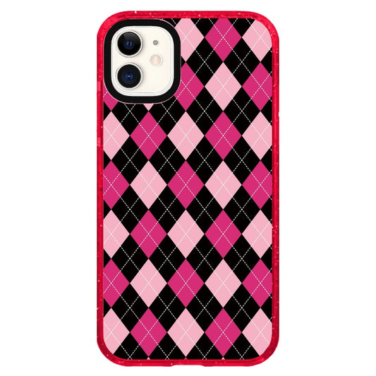 Black Pink Diamond Check Pattern _iPhone Clear Impact Case Limited  [1503692]