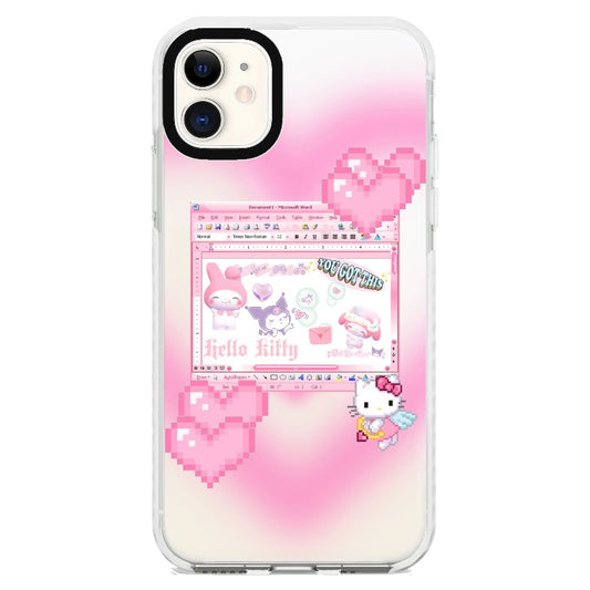 Y2K Pixel Style Hello Kitty and Melody Theme Phone Case_iPhone Clear Impact Case [1249328]