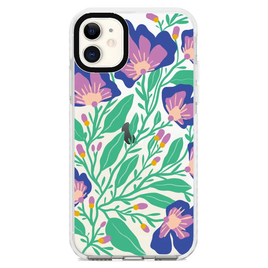 Blue and Purple Blossom and Leaves Phone Case_iPhone Clear Impact Case [1498844]