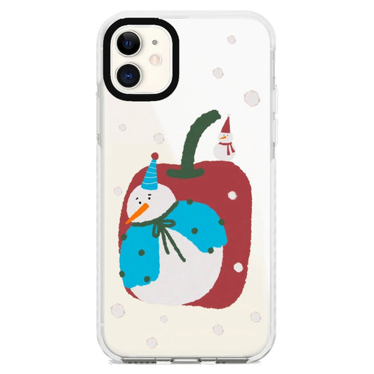 Christmas Themed Snowman with Apple Phone Case_iPhone Clear Impact Case [1475313]