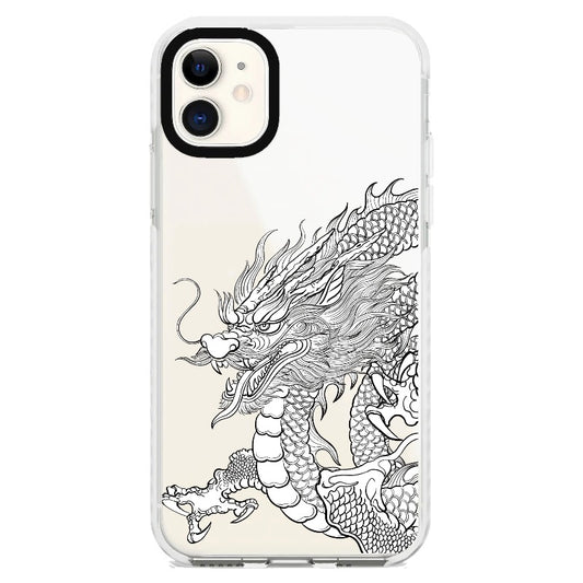 Dragon Line Art Oriental Style Phone Case_iPhone Clear Impact Case [1507524]