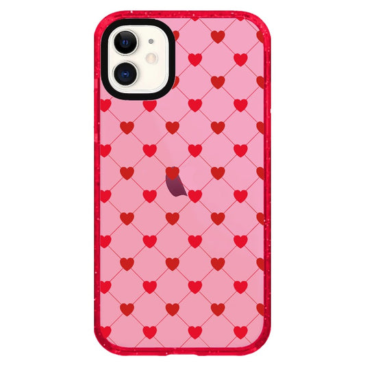 Red Heart Diamond Pattern Phone Case_iPhone Clear Impact Case Limited  [1506844]