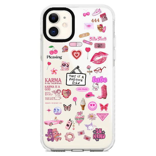 Positive Sign Pink Aesthetic Preppy Phone Case_iPhone Clear Impact Case [1277542]