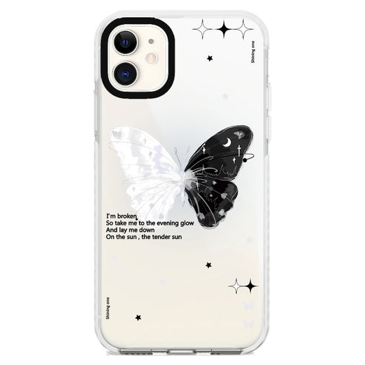 Semi Transparent Black and White Butterflies and Stars_iPhone Clear Impact Case [1506970]