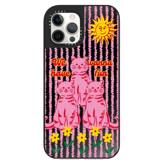 “We Wanna Have Fun" Pink Cats Phone Case_Clear Impact Phone Case [1501198]