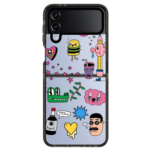 Colorful Cartooon Characters Collage Phone Case_Samsung Z Flip [1446951]