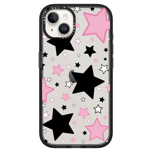 Black, Pink and White Stars Pattern_Clear Impact Phone Case [1506799]