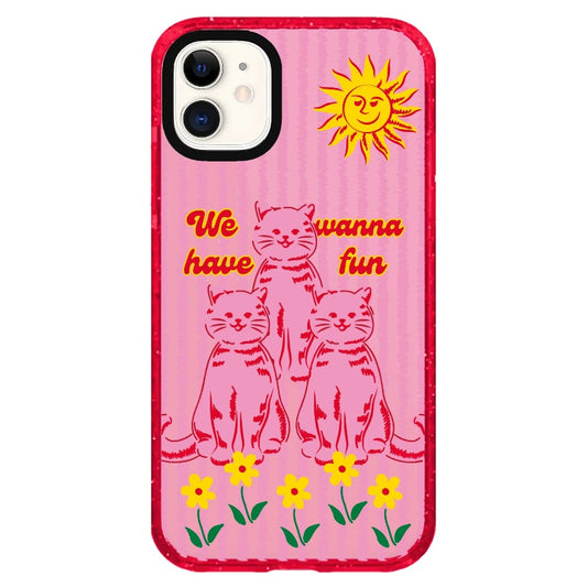“We Wanna Have Fun" Pink Cats Phone Case_iPhone Clear Impact Case Limited  [1501198]