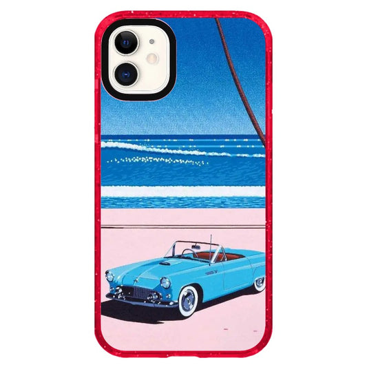 City Pop Style Vintage Sport Car and Beach Scene Phone Case_iPhone Clear Impact Case Limited  [1277488]