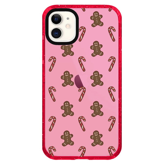 Gingerbread Man and Candy Cane Pattern Christmas Themed Phone Case_iPhone Clear Impact Case Limited  [1495299]