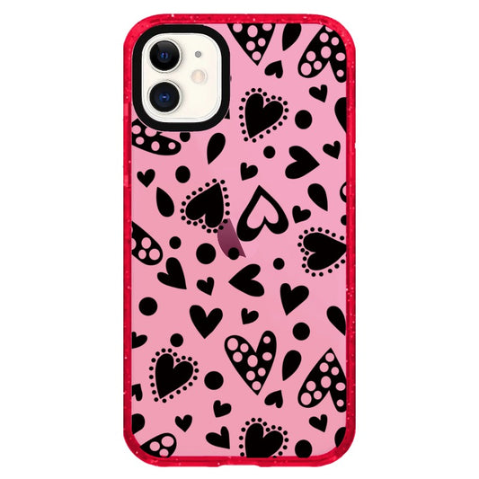 Different Shapes of Love Black Heart Pattern Phone case_iPhone Clear Impact Case Limited  [1501162]