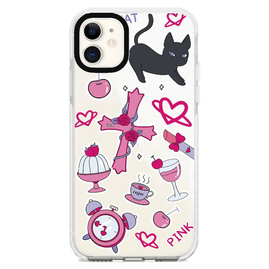 Pink Cross and Black Cat_iPhone Clear Impact Case [1502179]