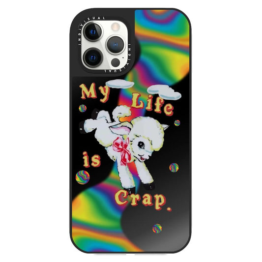 "My Life is Crap" Vintage Style and Y2K Fuzzy Rainbow Phone Case_Clear Impact Phone Case [1446103]