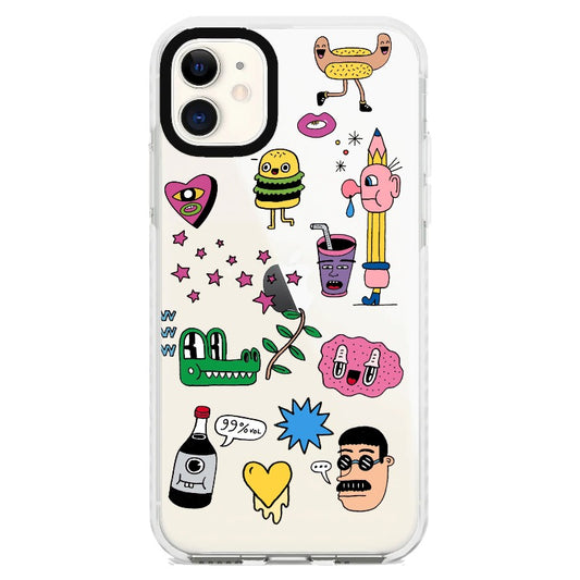 Colorful Cartooon Characters Collage Phone Case_iPhone Clear Impact Case [1446951]