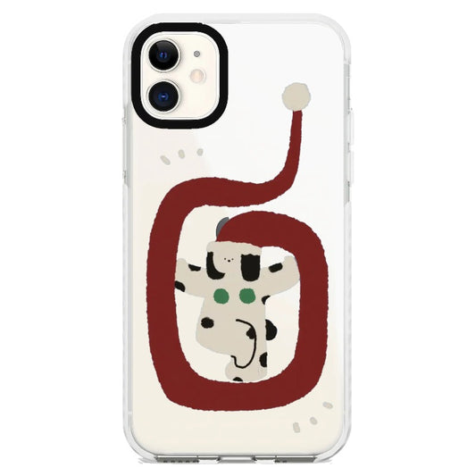 Christmas Themed Puppy with Long Santa Hat Phone Case_iPhone Clear Impact Case [1474105]