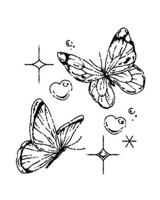 Butterflies and Sparks Tattoo     2*2 inch