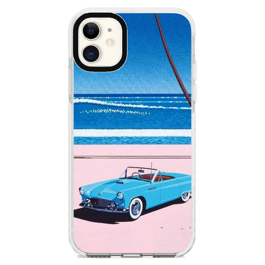 City Pop Style Vintage Sport Car and Beach Scene Phone Case_iPhone Clear Impact Case [1277488]