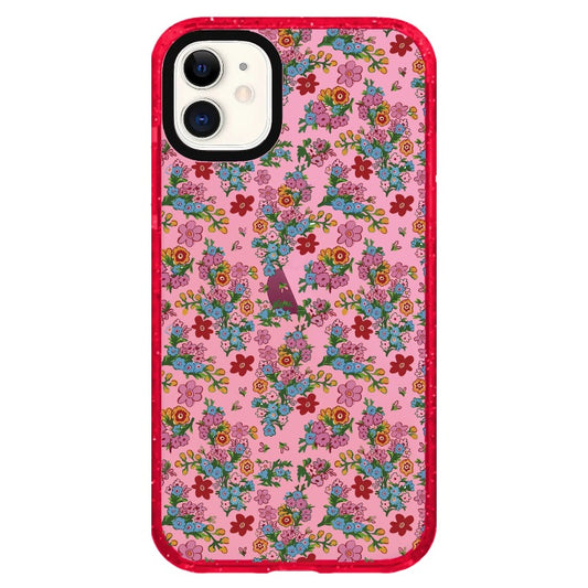 Classic Delicate Blue and Red Theme Floral Pattern Phone Case_iPhone Clear Impact Case Limited  [1503102]