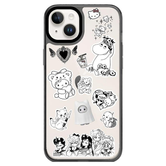 Vintage Anime Collage Phone Case_Clear Impact Case - Black