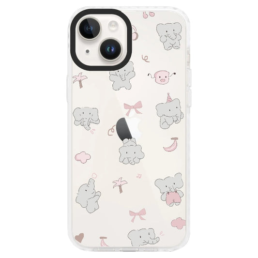 Cute Elephant and Bow_Clear Impact Case - White