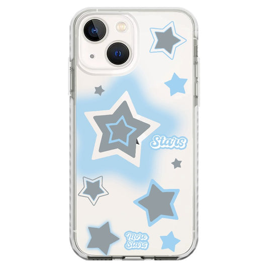 Blue and White Stars_Clear Impact Case - White- flat case