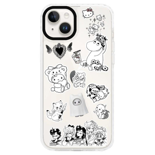 Vintage Anime Collage Phone Case_Clear Impact Case - White