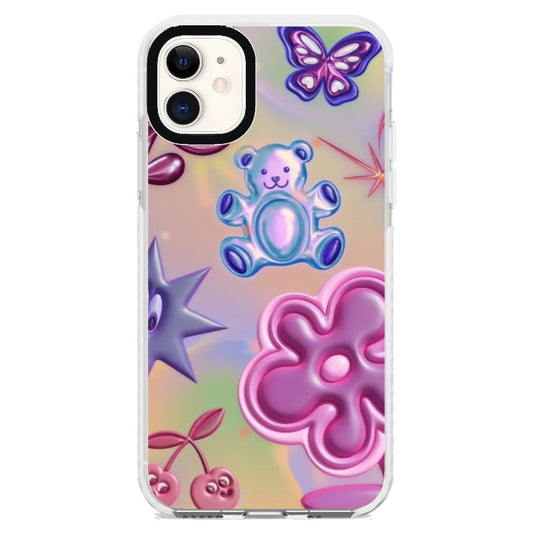 Y2K Style Colorful Bear and Flowers 3D Effect Phone Case_iPhone Clear Impact Case [1536200]