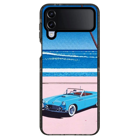 City Pop Style Vintage Sport Car and Beach Scene Phone Case_Samsung Z Flip [1277488]