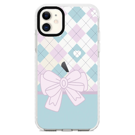 Blue and Pink Diamond Pattern with Bow_iPhone Clear Impact Case [1504394]