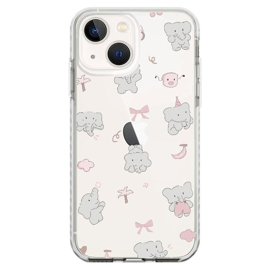 Cute Elephant and Bow_Clear Impact Case - White- flat case