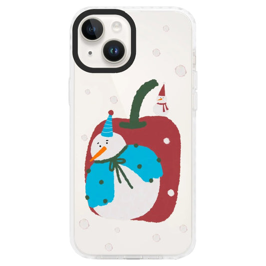 Christmas Themed Snowman with Apple Phone Case_Clear Impact Case - White