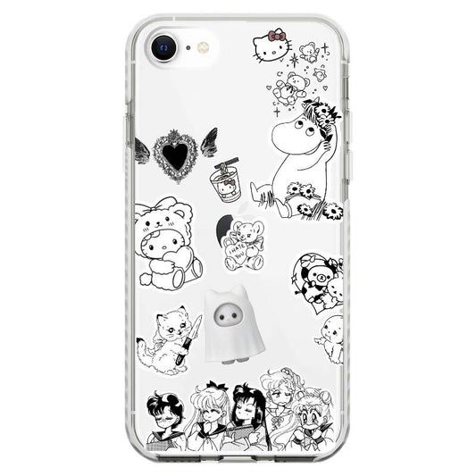 Vintage Anime Collage Phone Case_Clear Impact Case - White- flat case