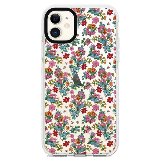 Classic Delicate Blue and Red Theme Floral Pattern Phone Case_iPhone Clear Impact Case [1503102]