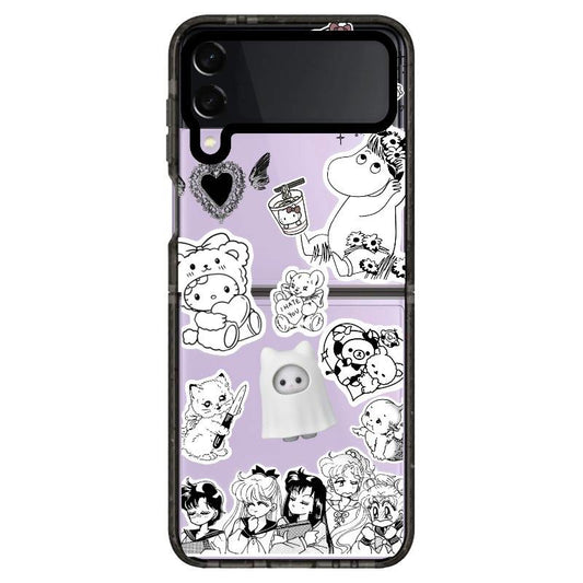 Vintage Anime Collage Phone Case_Samsung Clear Impact Case - Black