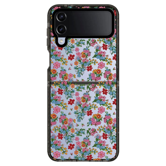 Classic Delicate Blue and Red Theme Floral Pattern Phone Case_Samsung Z Flip [1503102]